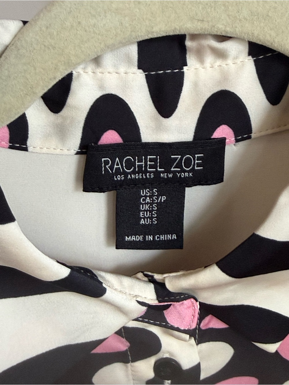 Rachel Zoe Cream, Pink & Black Floral Button-Front Shirt - Picture 3 of 5